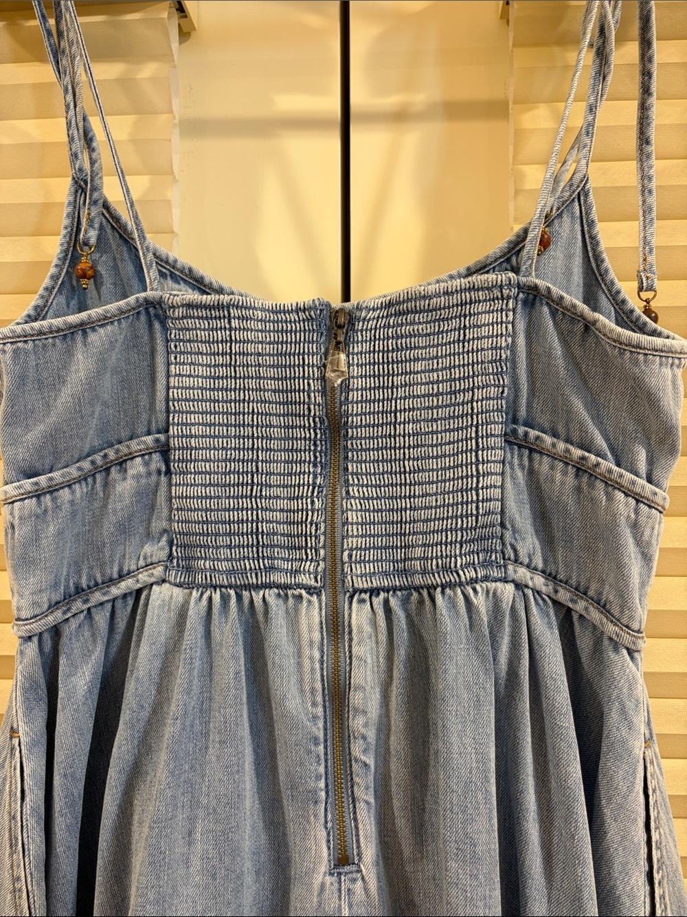 NWOT Zimmermann Light Blue Denim Midi Dress with Tie Straps, Size AU 2 = M - Picture 9 of 11